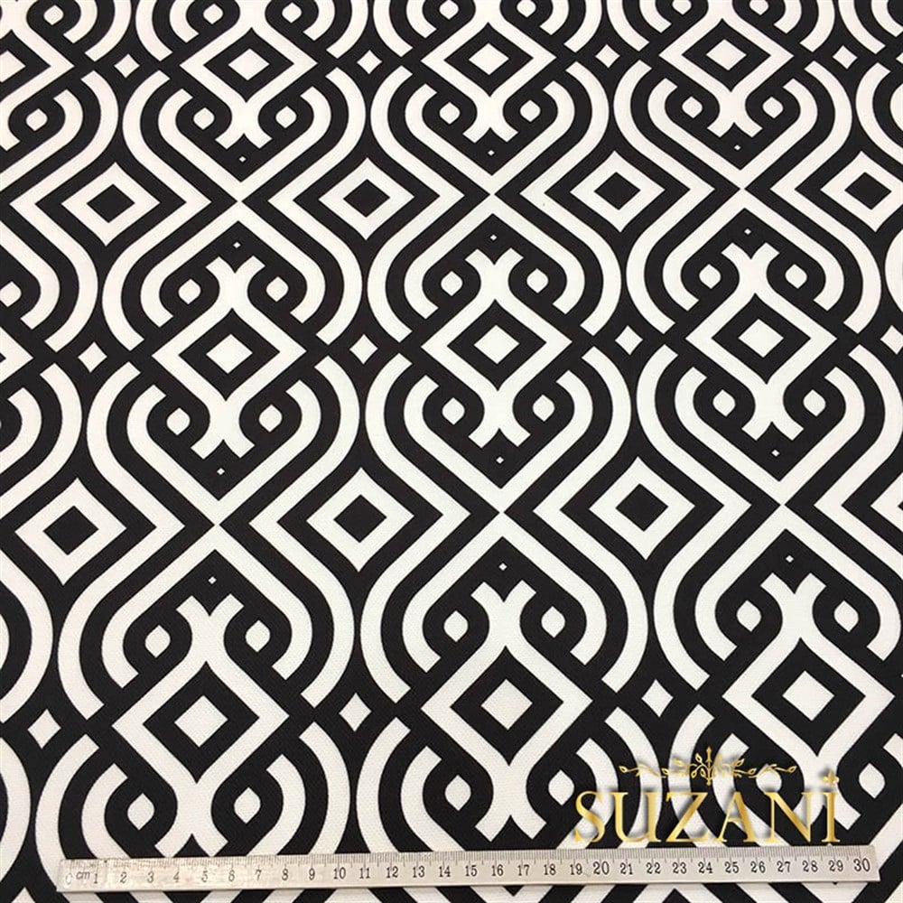 Siyah Beyaz Saray Geometrik Kumaş