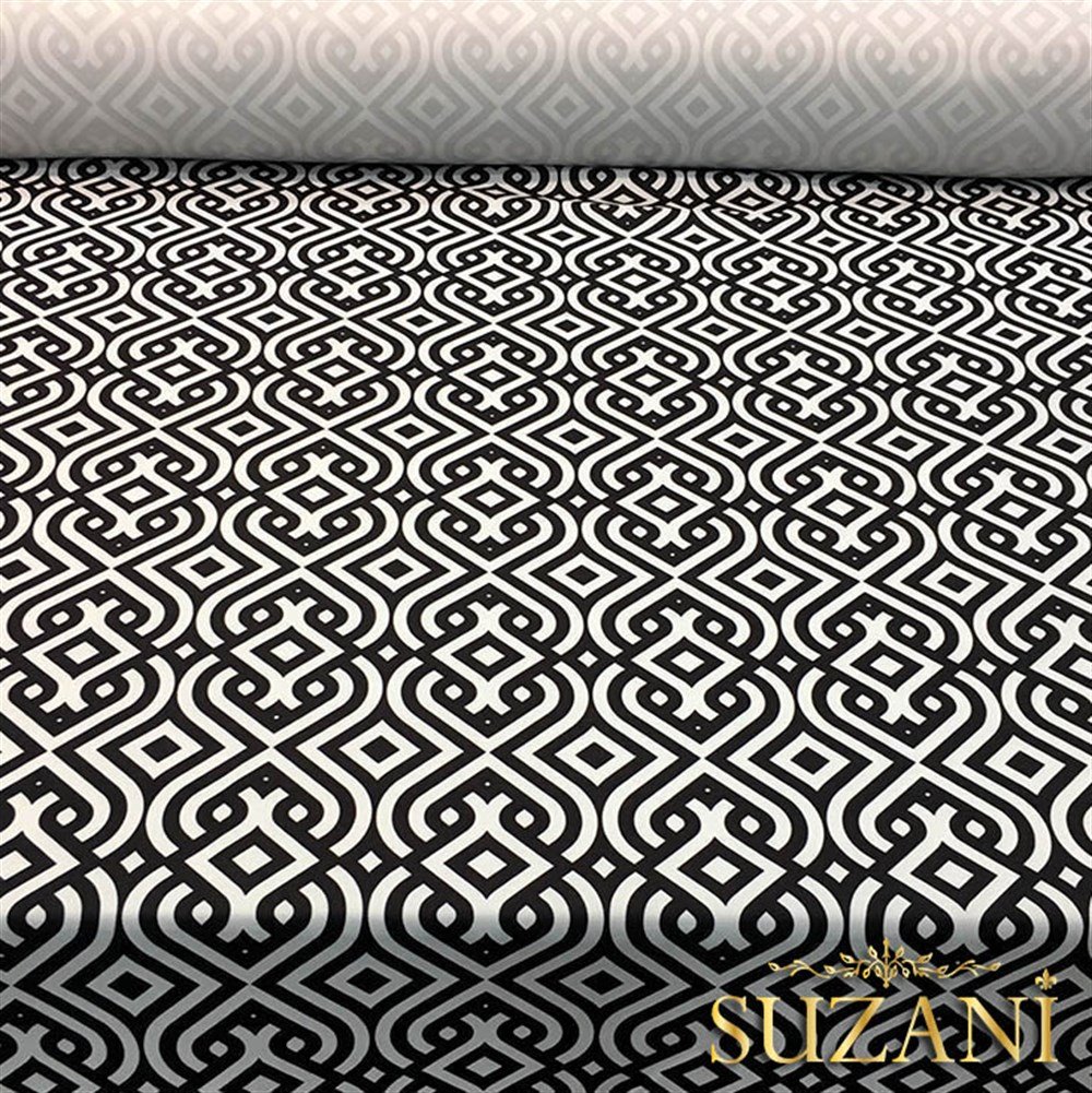 Siyah Beyaz Saray Geometrik Kumaş