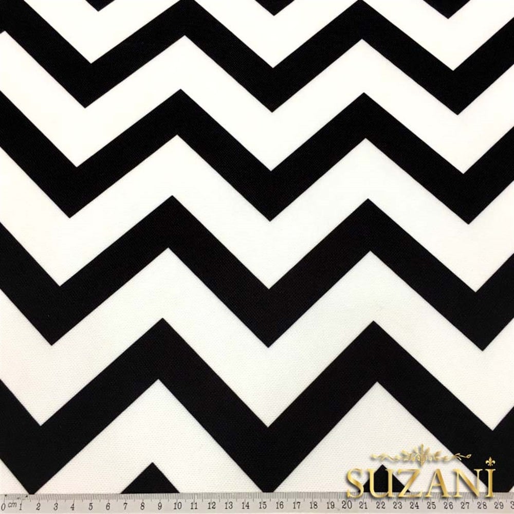 Siyah Beyaz Zigzag Döşemelik Kumaş