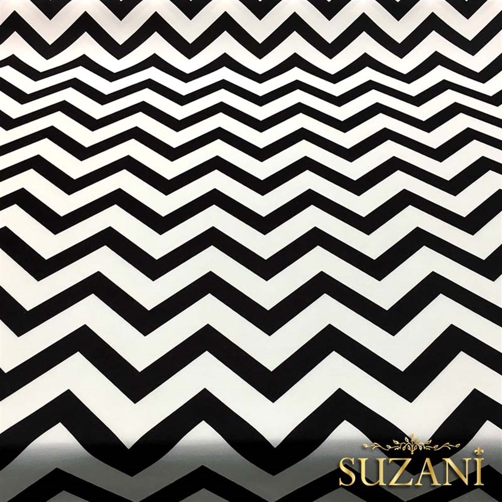 Siyah Beyaz Zigzag Döşemelik Kumaş