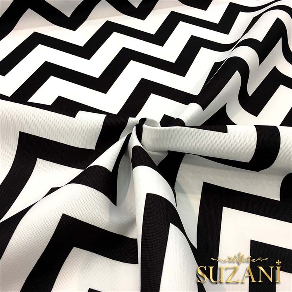 Siyah Beyaz Zigzag Döşemelik Kumaş