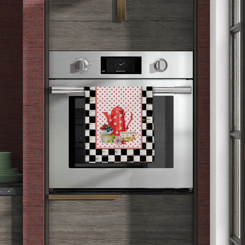 Siyah Dama Desenli Dikişsiz 4'lü Fırın Örtüsü Kumaşı