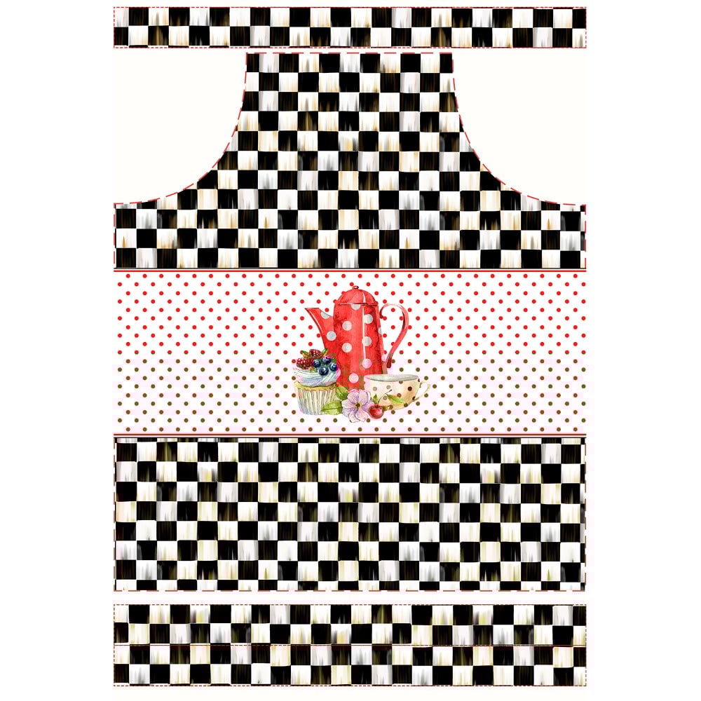 Siyah Dama Desenli Mutfak Önlüğü Kumaşı