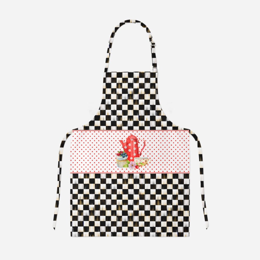 Siyah Dama Desenli Mutfak Önlüğü Kumaşı