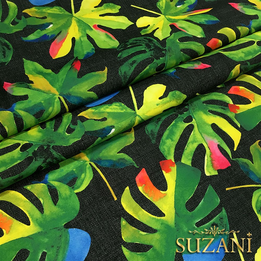 Siyah Keten Deve Tabanı Desenli Kumaş