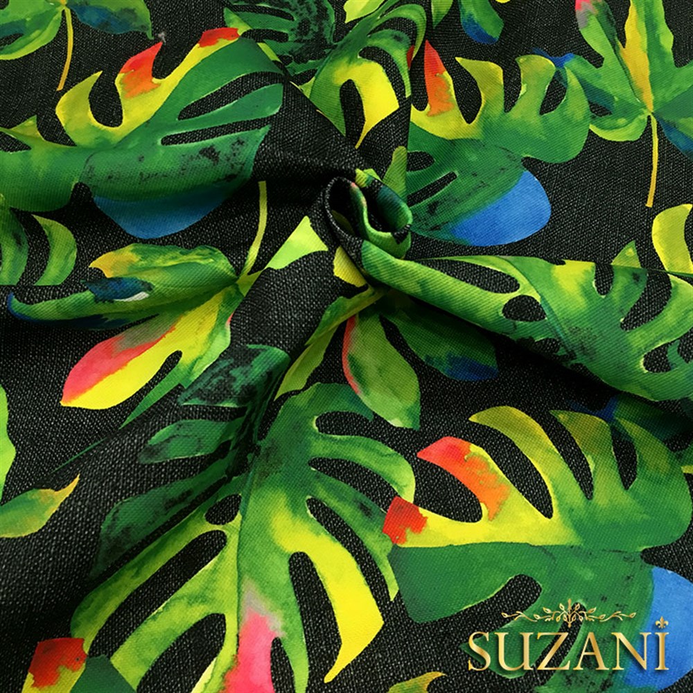 Siyah Keten Deve Tabanı Desenli Kumaş