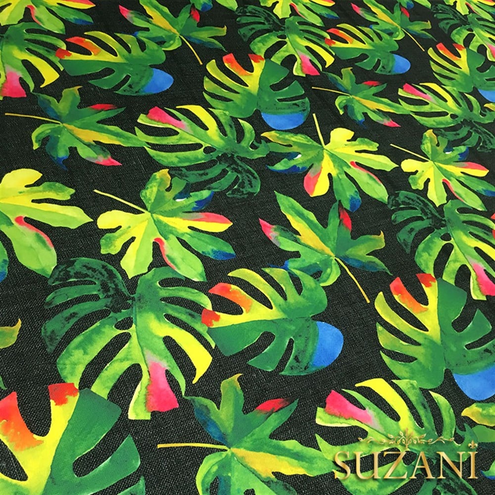 Siyah Keten Deve Tabanı Desenli Kumaş