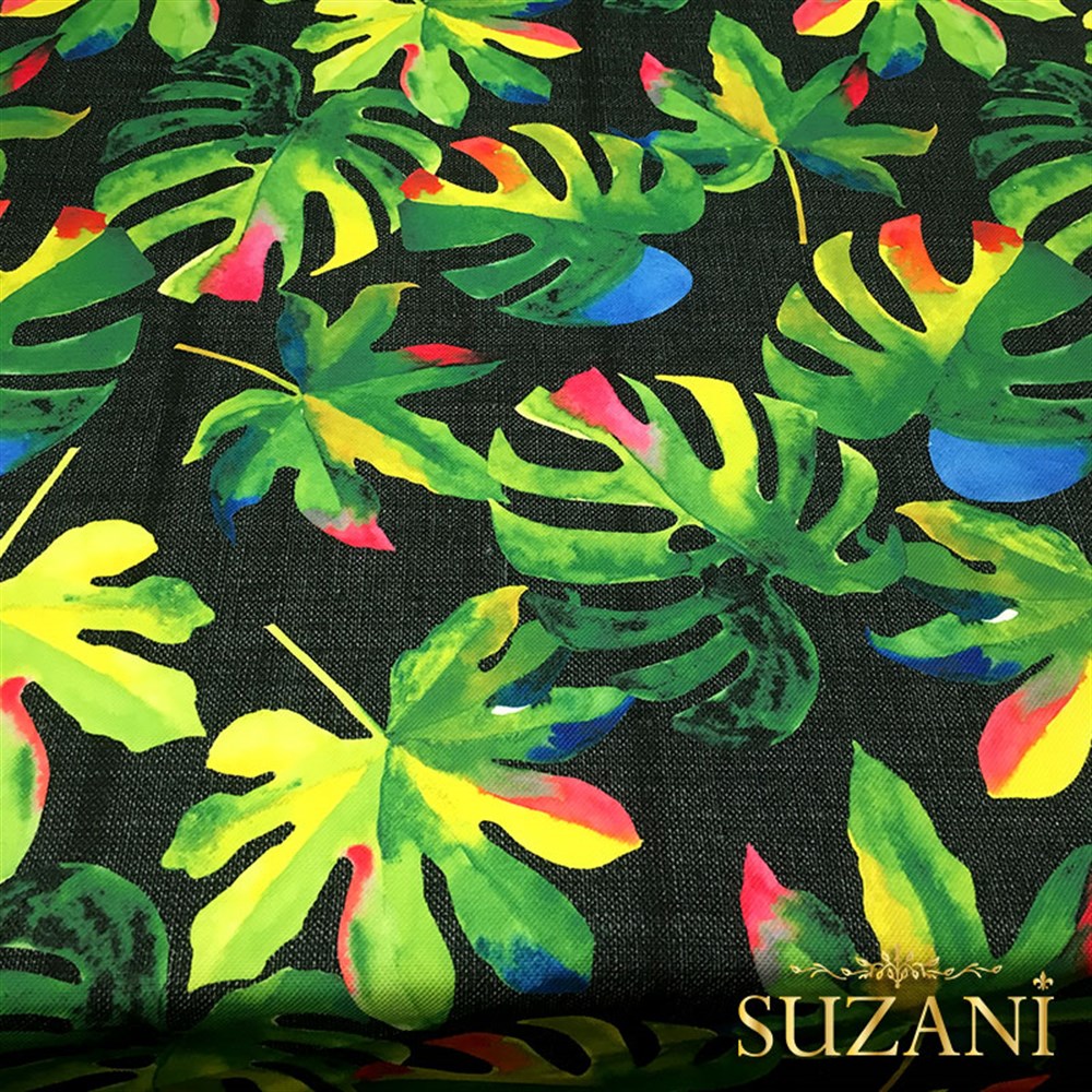 Siyah Keten Deve Tabanı Desenli Kumaş