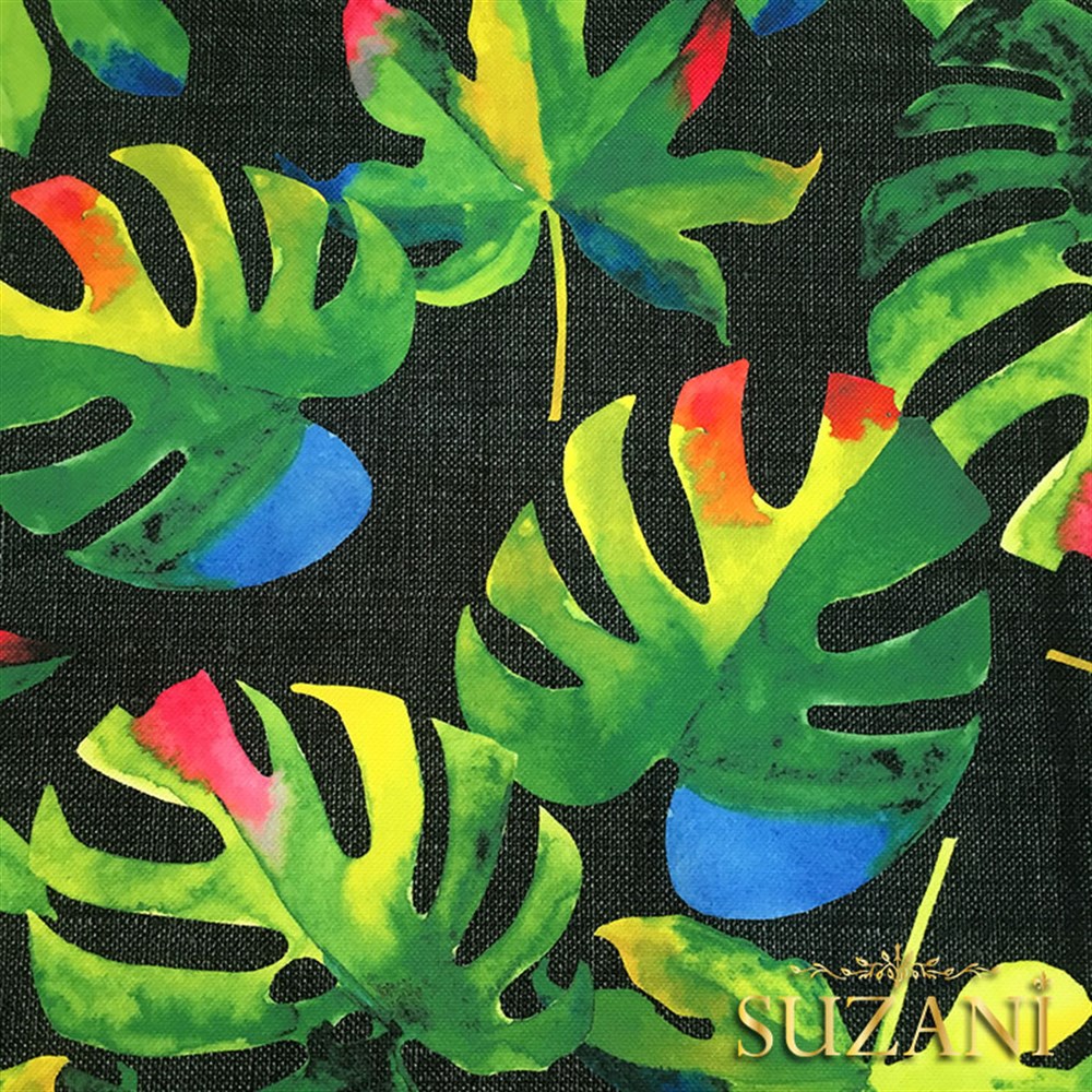 Siyah Keten Deve Tabanı Desenli Kumaş