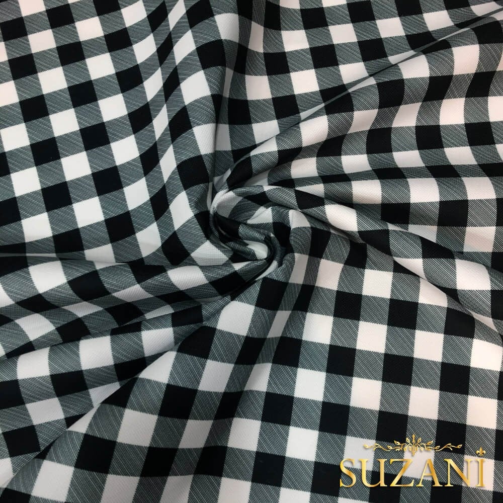 Siyah Pötikare Desenli Dijital Baskılı Kumaş