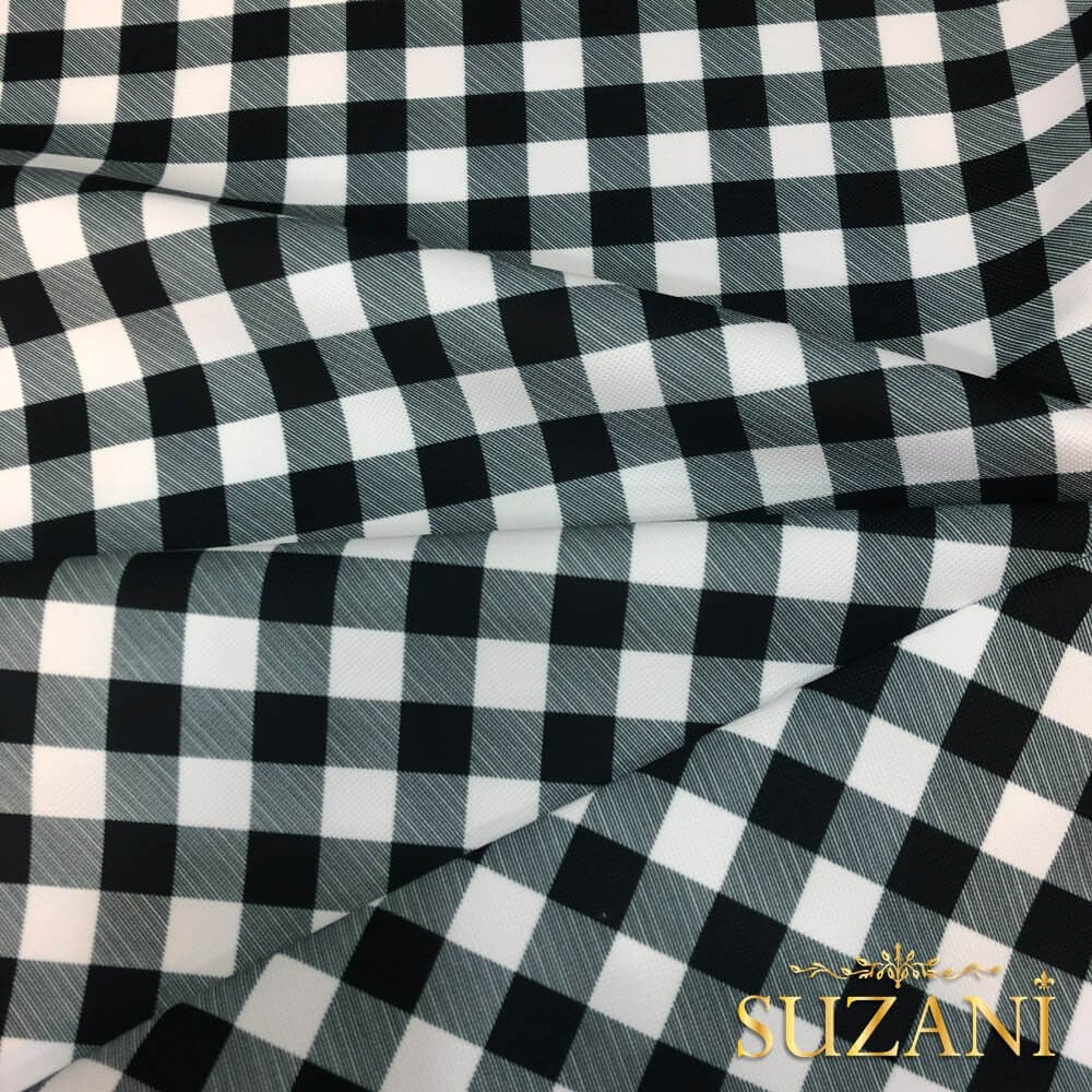 Siyah Pötikare Desenli Dijital Baskılı Kumaş