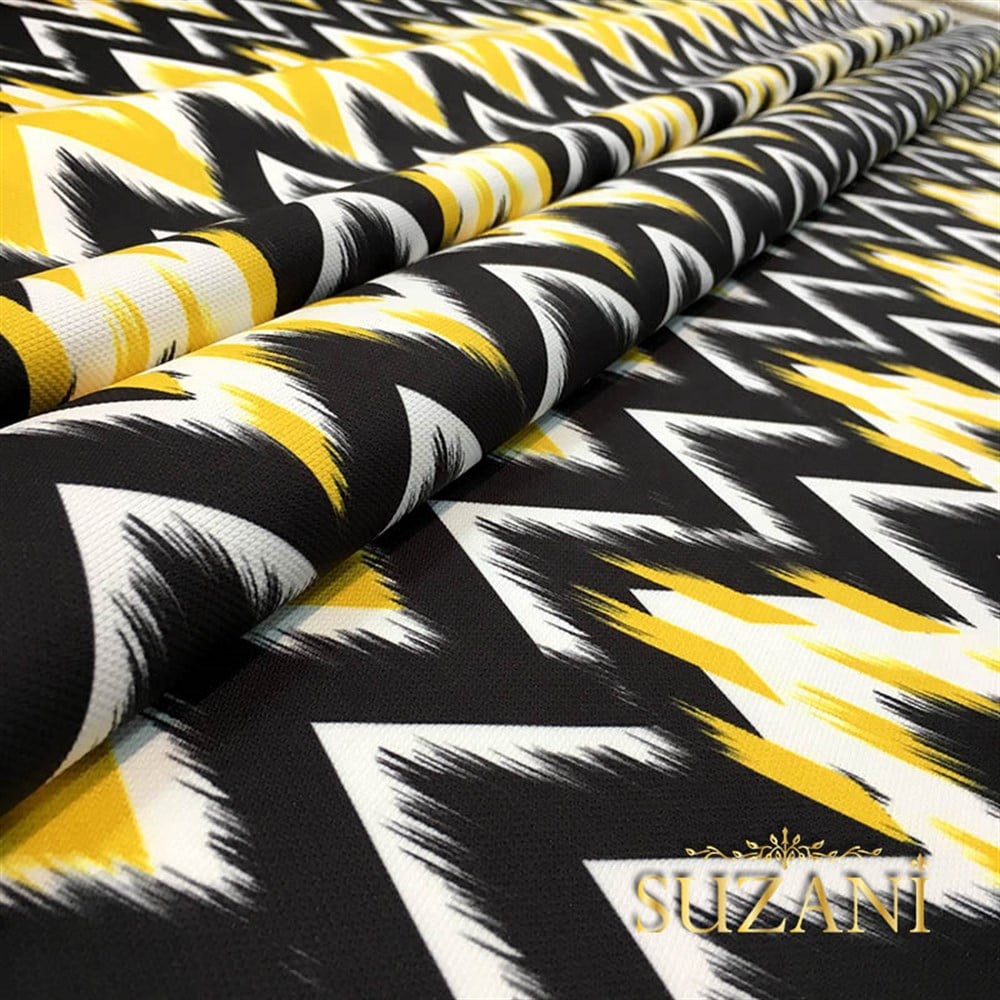 Siyah Sarı Oklar Desenli Kumaş