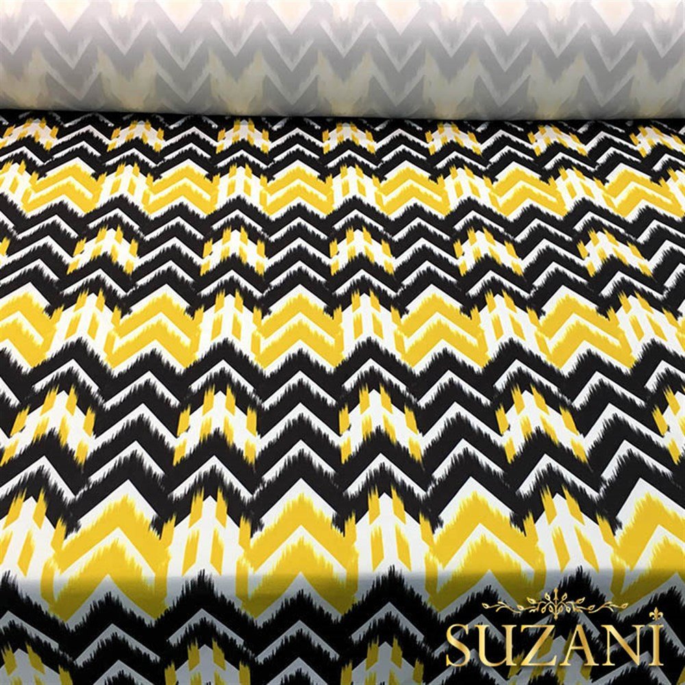 Siyah Sarı Oklar Desenli Kumaş