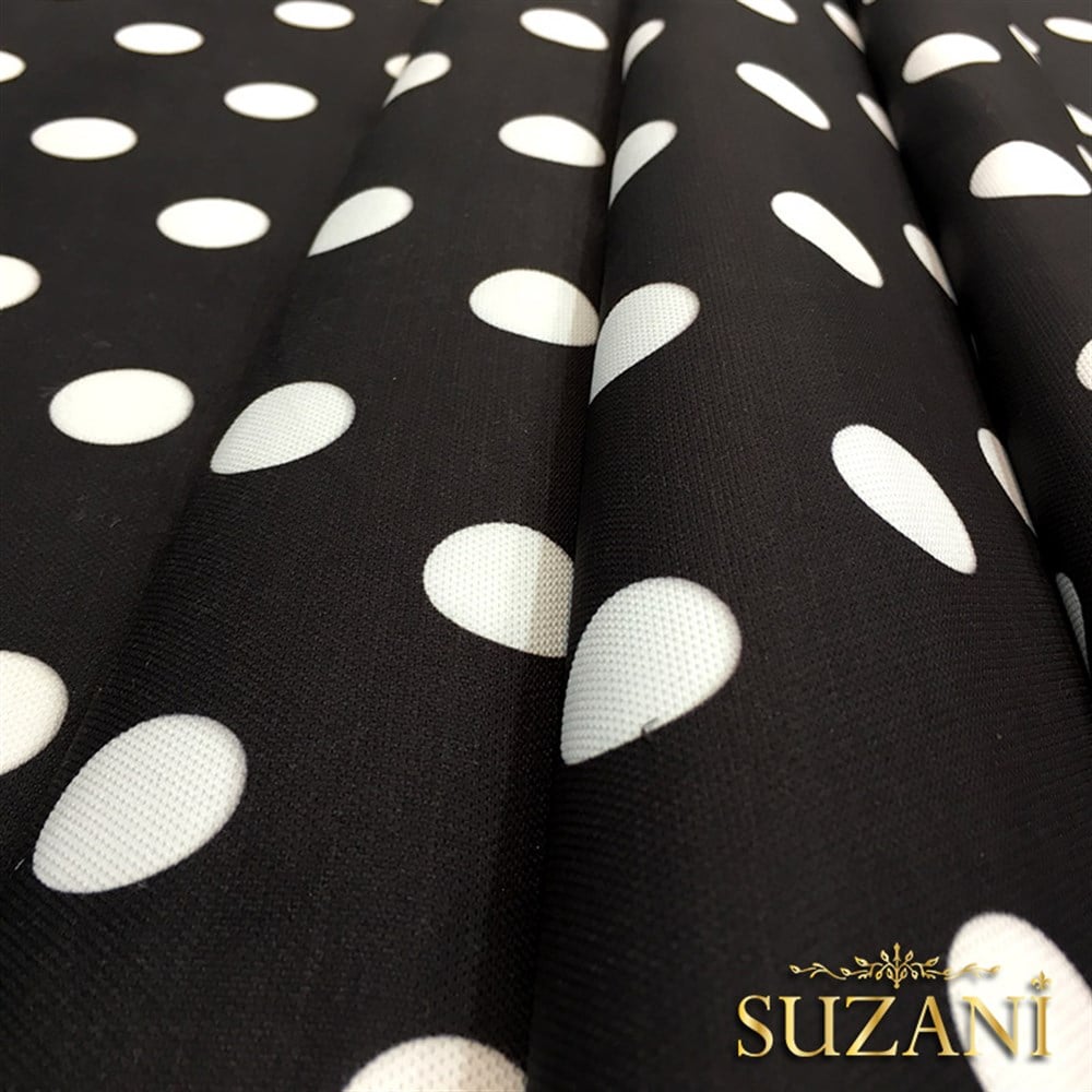Siyah Zemin Büyük Puanlı Kumaş