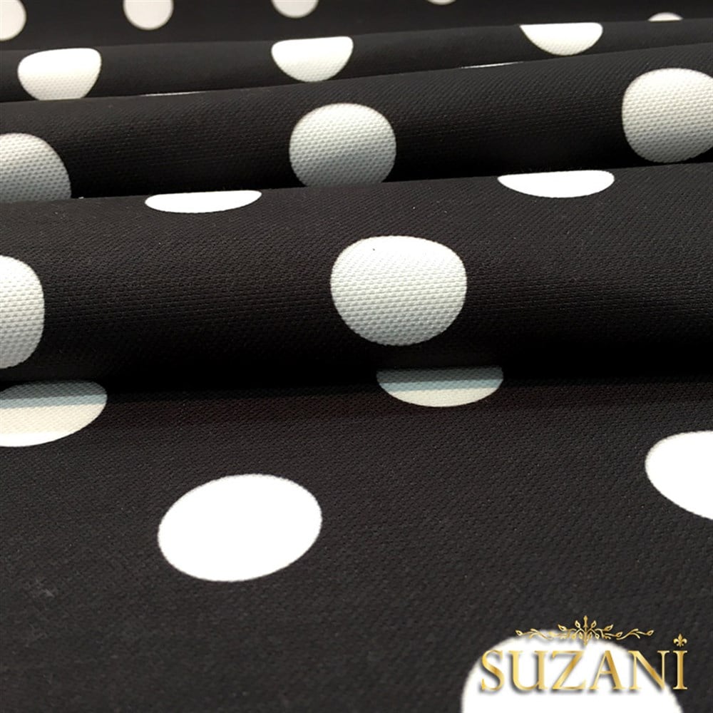 Siyah Zemin Büyük Puanlı Kumaş