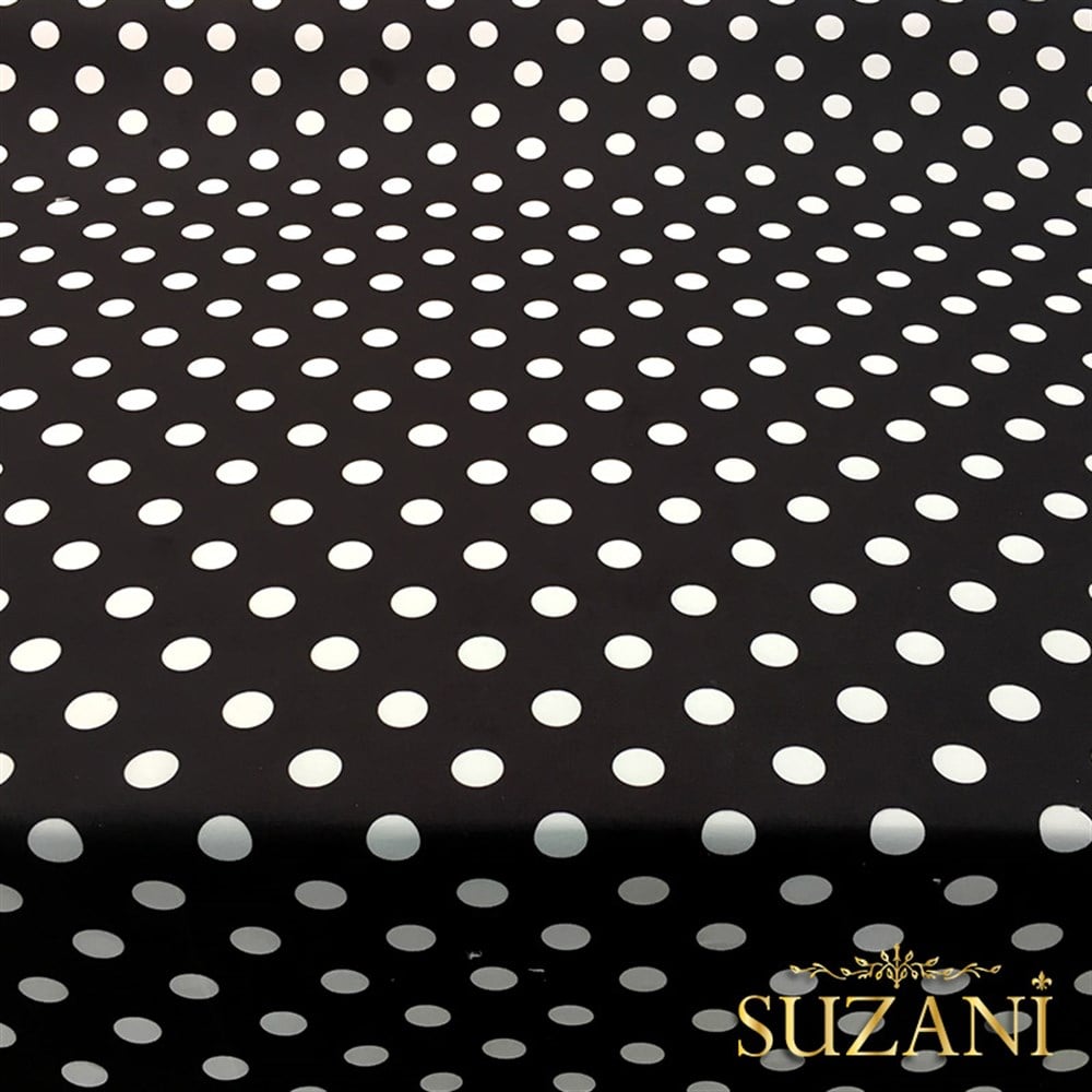 Siyah Zemin Büyük Puanlı Kumaş