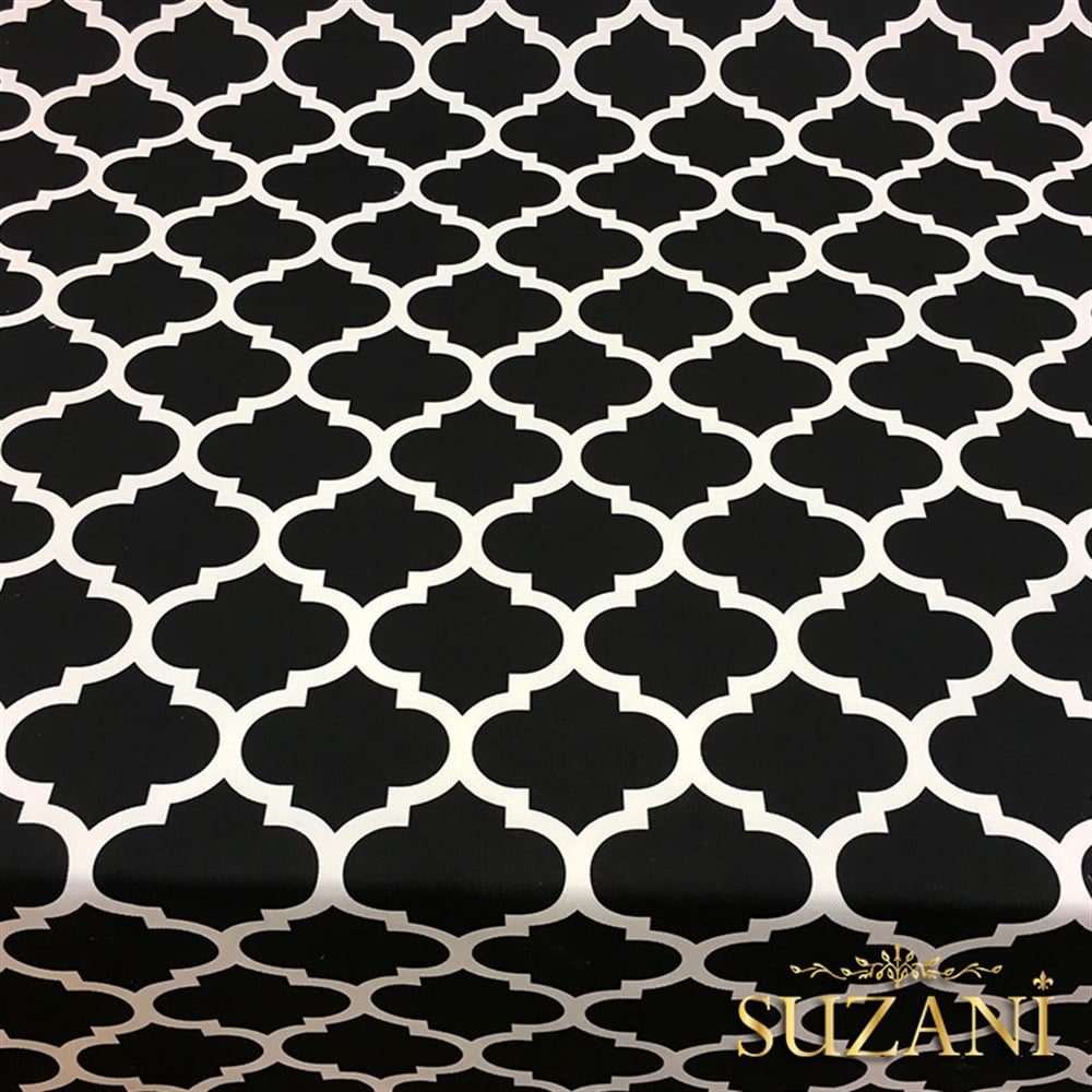 Siyah Zemin Fas Desenli Kumaş