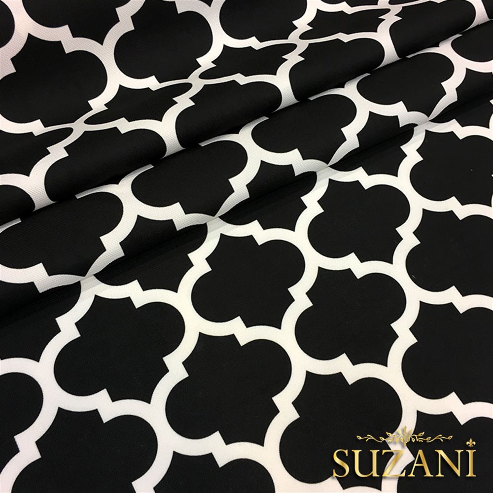 Siyah Zemin Fas Desenli Kumaş