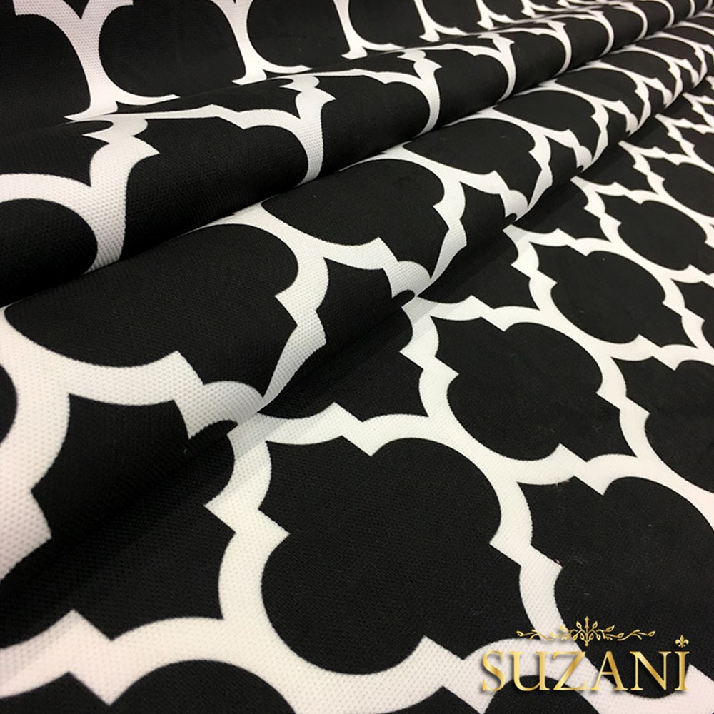 Siyah Zemin Fas Desenli Kumaş