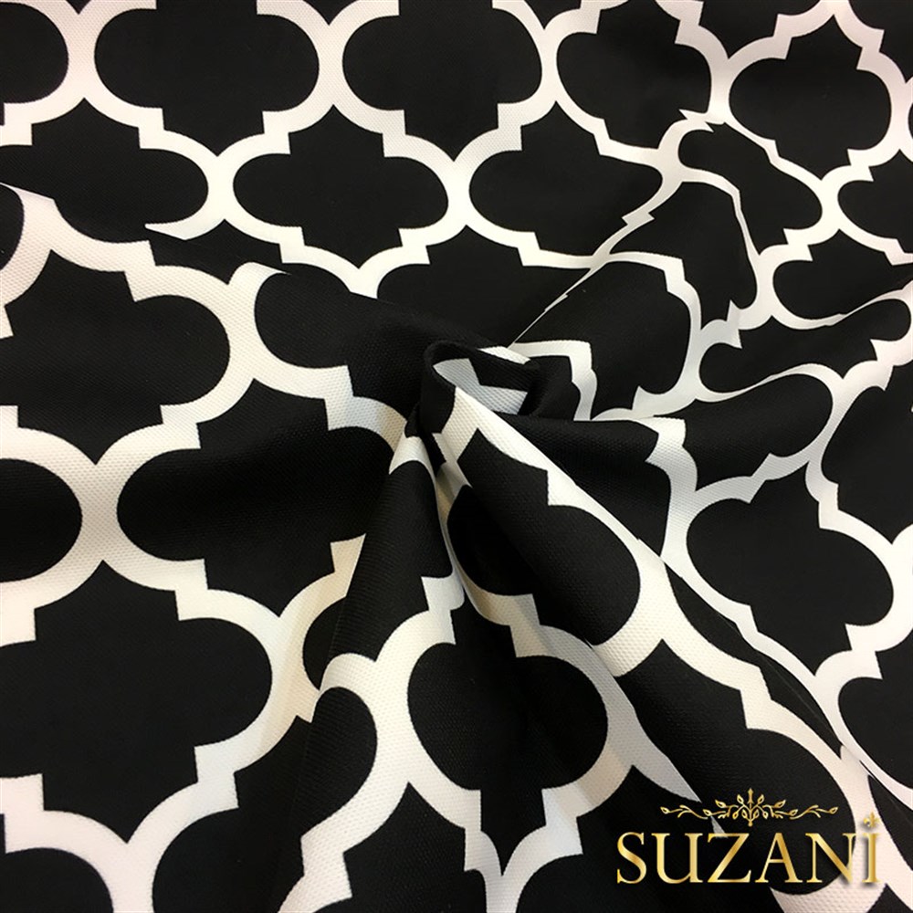 Siyah Zemin Fas Desenli Kumaş