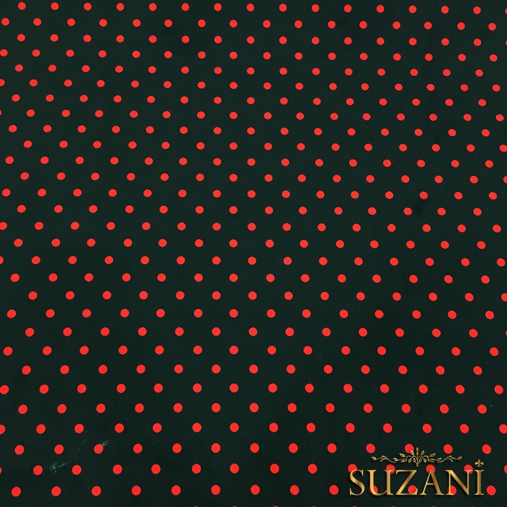 Siyah Zemin Kırmızı Küçük Puanlı Kumaş