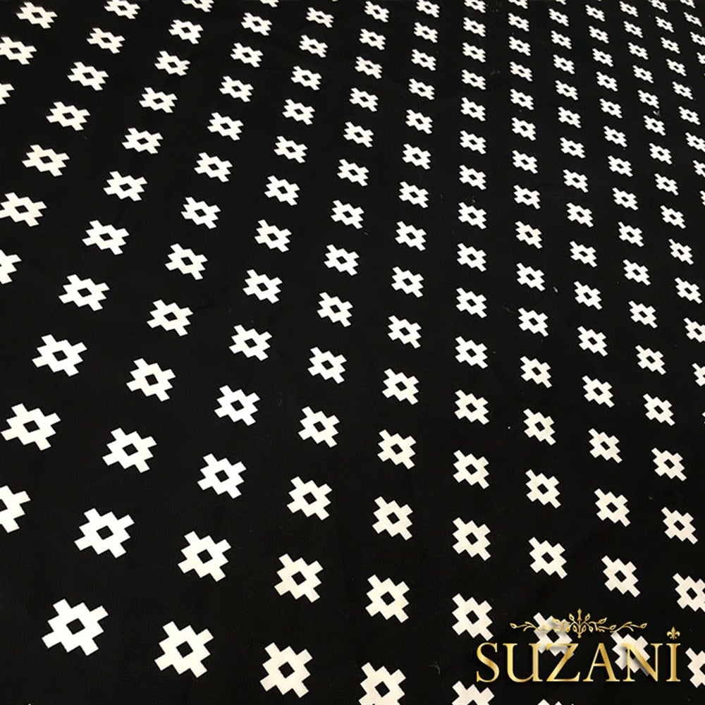 Siyah Zemin Küçük Mozaik Desenli Kumaş