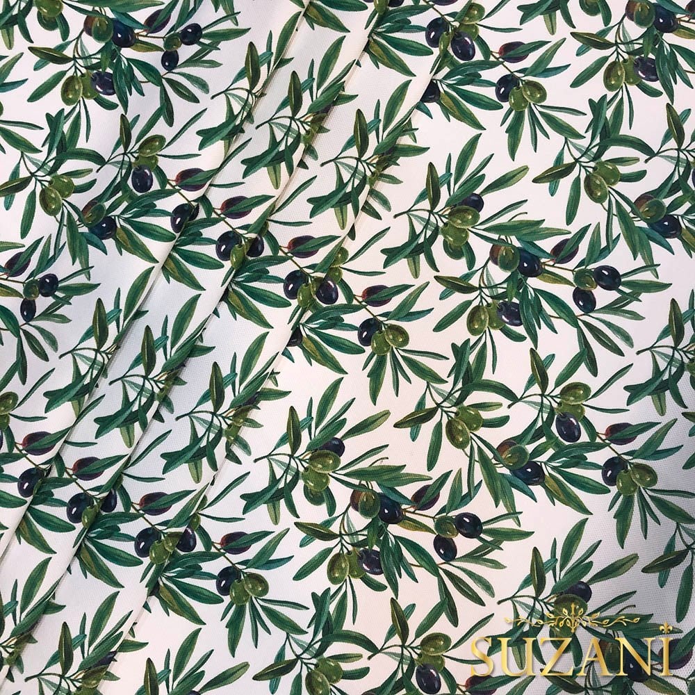 Siyah Zeytin Desenli Kumaş