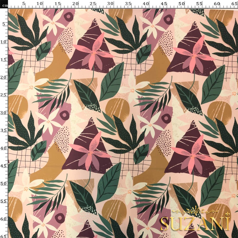 Soft Boho Çiçek Desenli Dijital Baskılı Kumaş