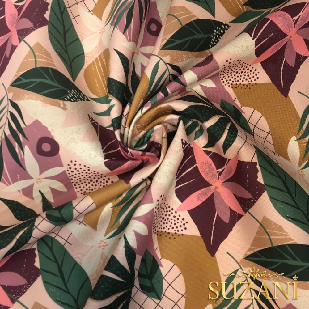 Soft Boho Çiçek Desenli Dijital Baskılı Kumaş