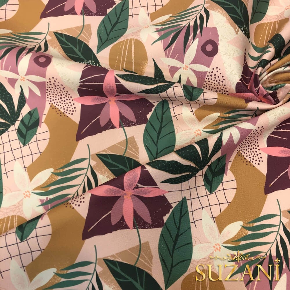 Soft Boho Çiçek Desenli Dijital Baskılı Kumaş