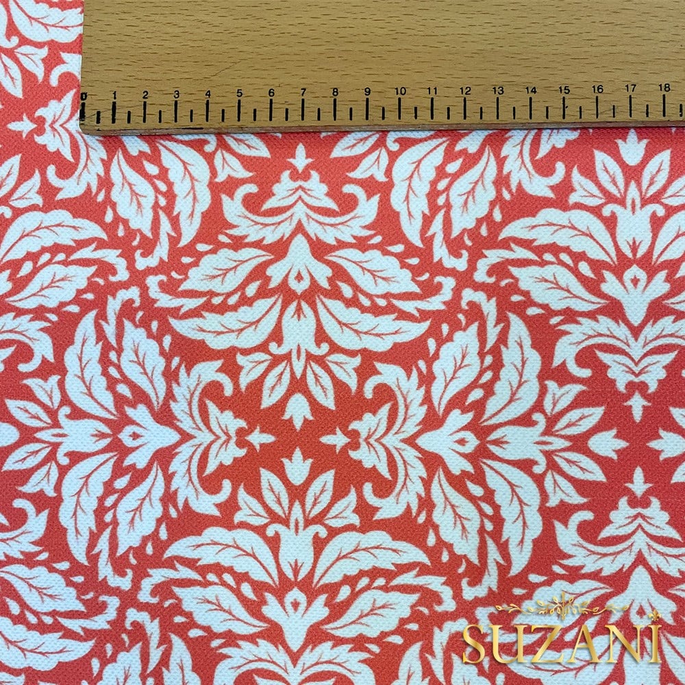 Soft Kırmızı Motif Desenli Dijital Baskılı Kumaş