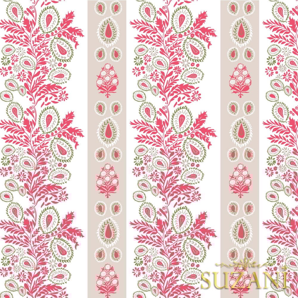 Soft Kırmızı Motifli Çizgi Desenli Dijital Baskılı Kumaş