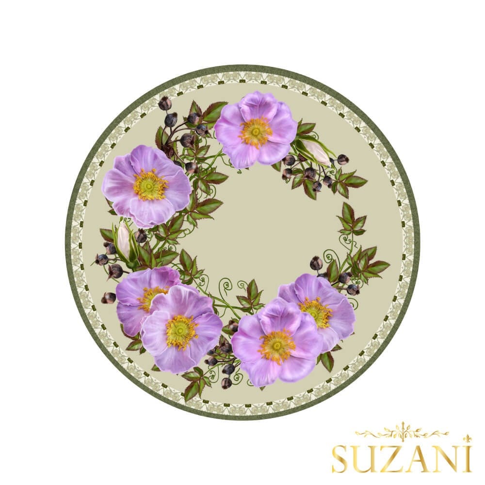 Soft Yeşil Zemin Çiçek Desenli Supla Kumaşı