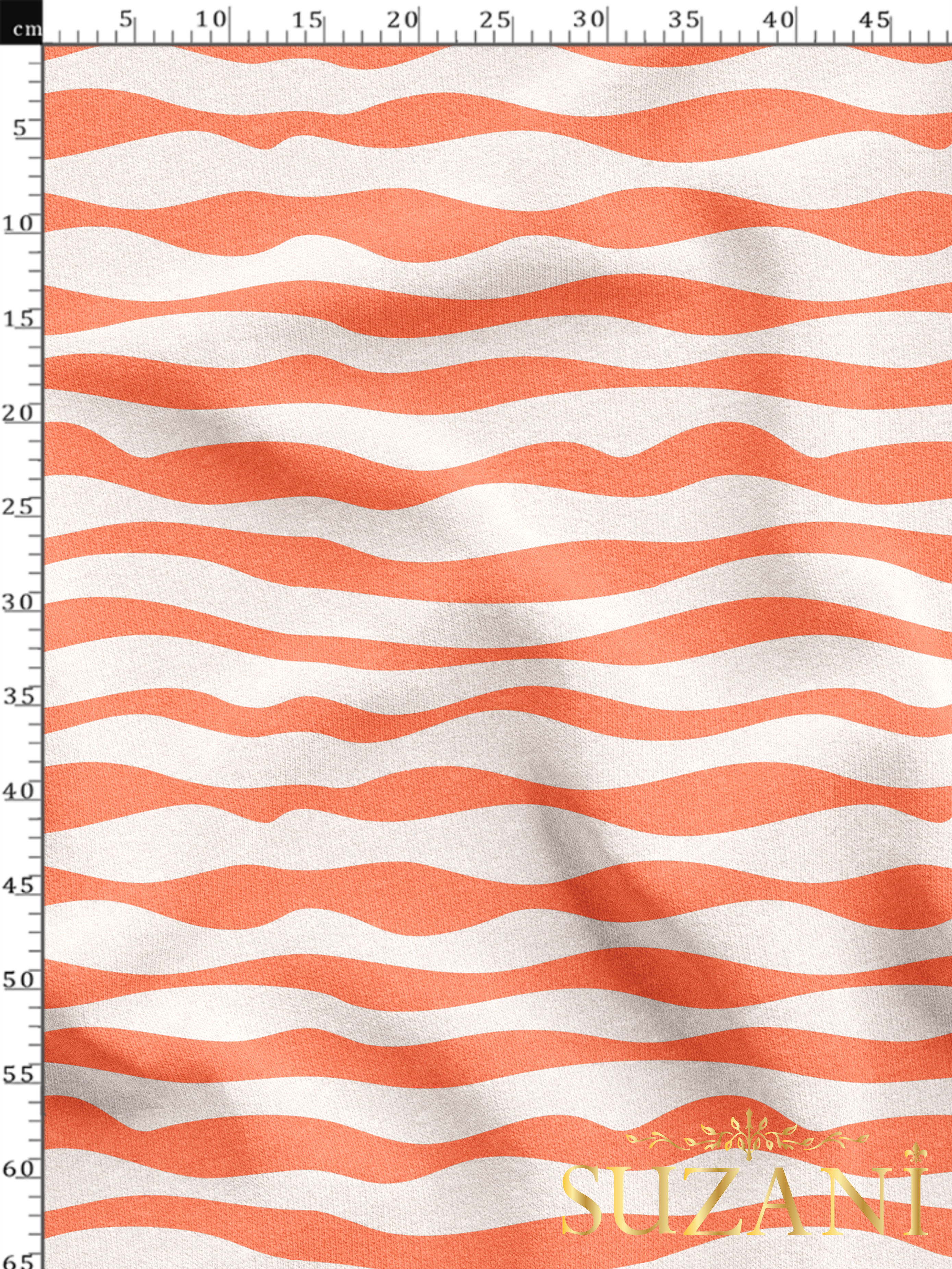 Somon Renk Çizgi Desenli Dijital Baskılı Kumaş