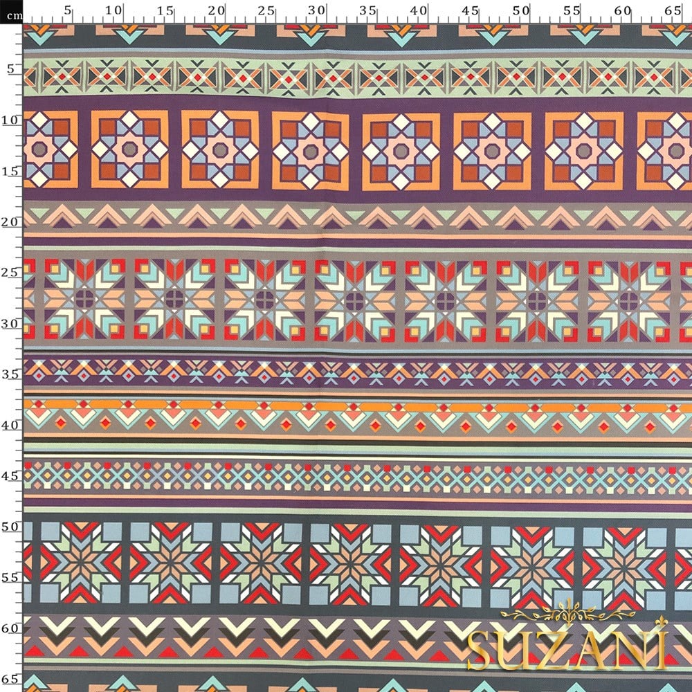 Soyut Süsleme Desenli Dijital Baskılı Kumaş