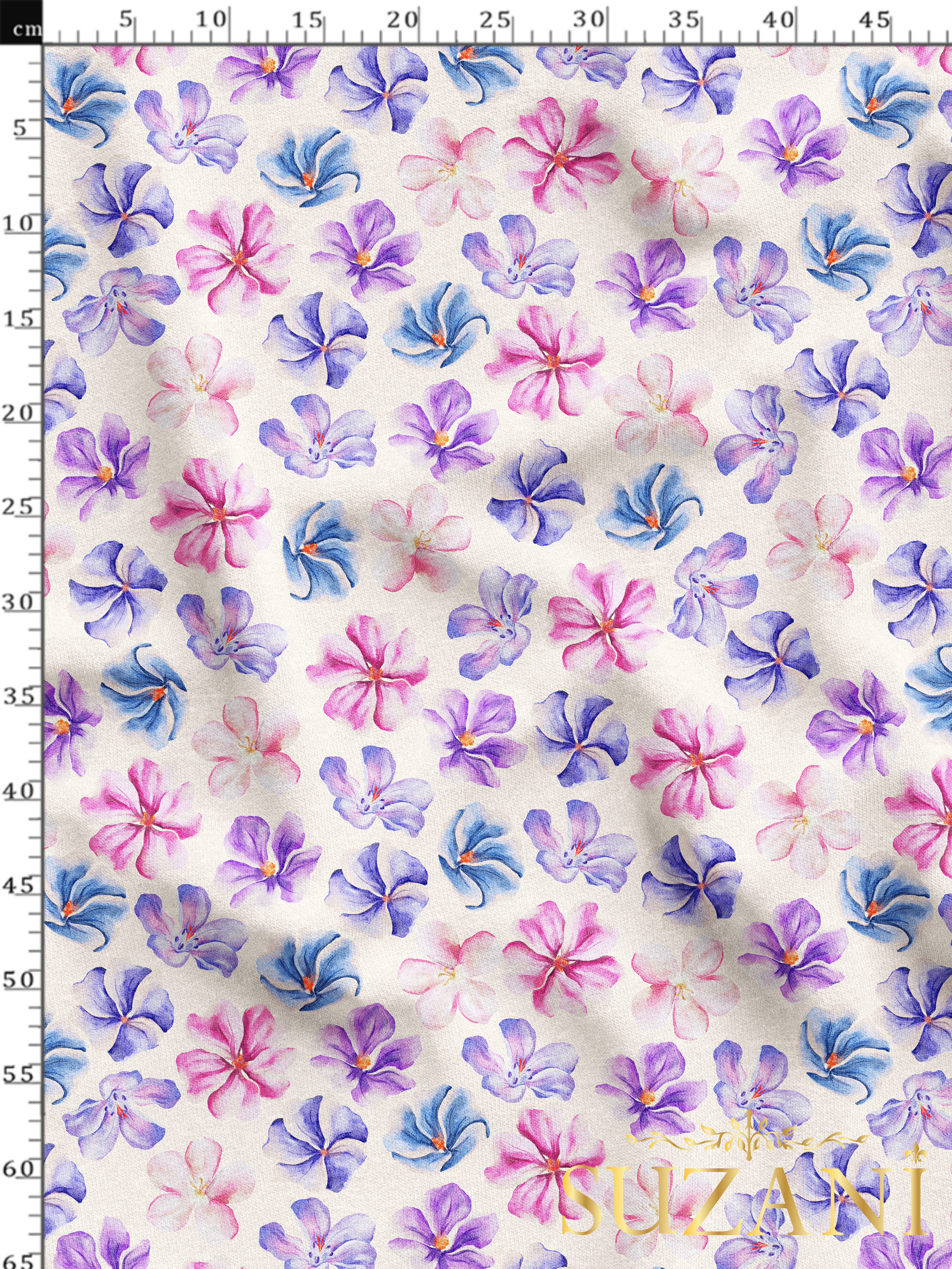 Sulu Boya Çiçek Desenli Dijital Baskılı Kumaş