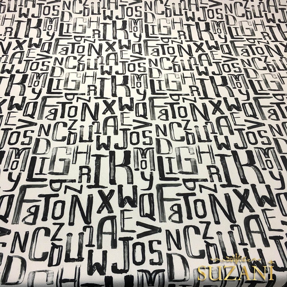 Suluboya Harfler Desenli Kumaş