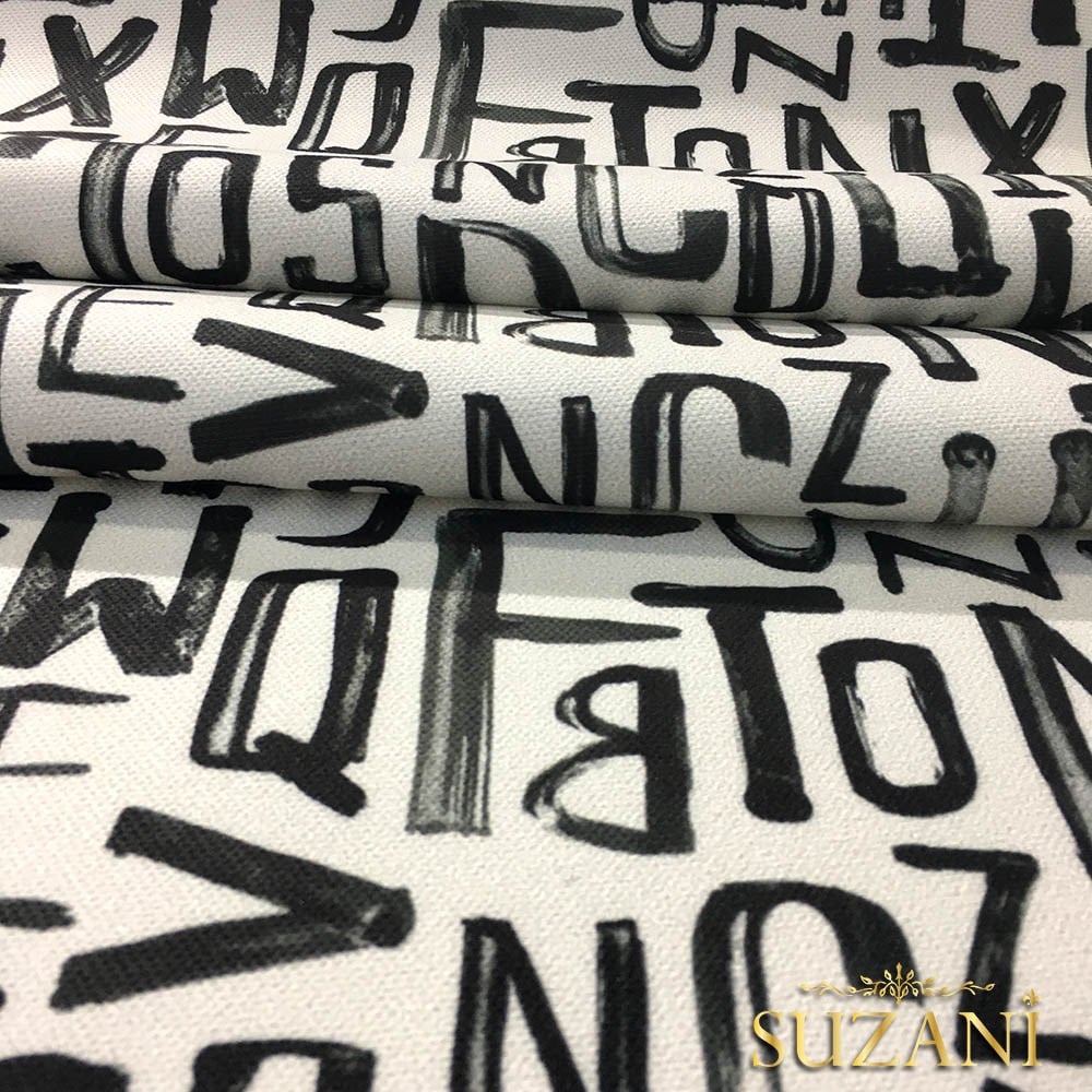 Suluboya Harfler Desenli Kumaş