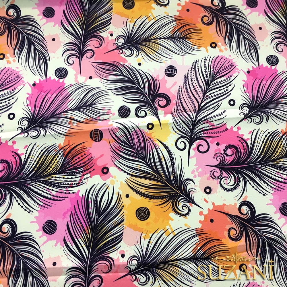 Suluboya Kuş Tüyü Desenli Kumaş