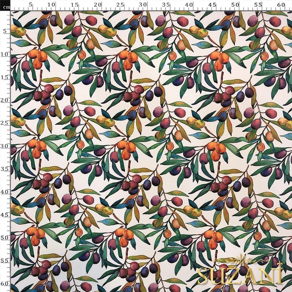 Suluboya Renkli Zeytin Desenli Kumaş