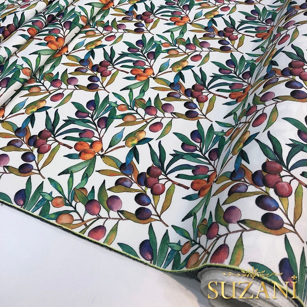 Suluboya Renkli Zeytin Desenli Kumaş