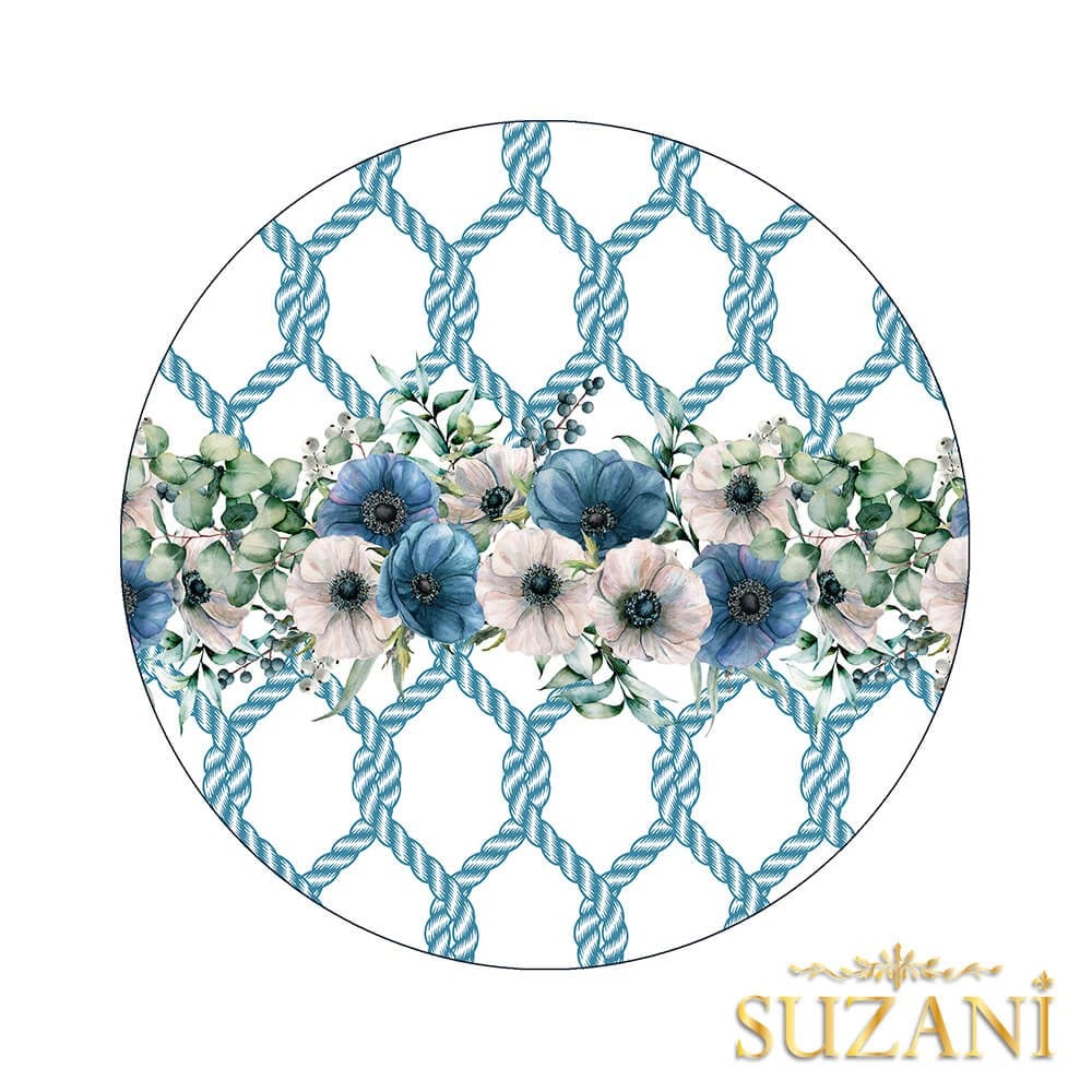 Summer Garden Mavi 3'lü Supla Kumaşı