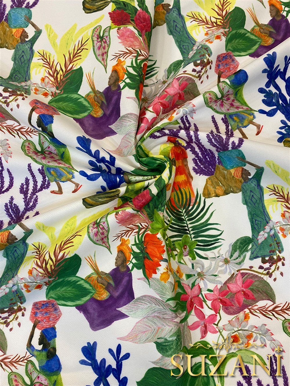 Tropik Yaz Desenli Dijital Baskılı Kumaş