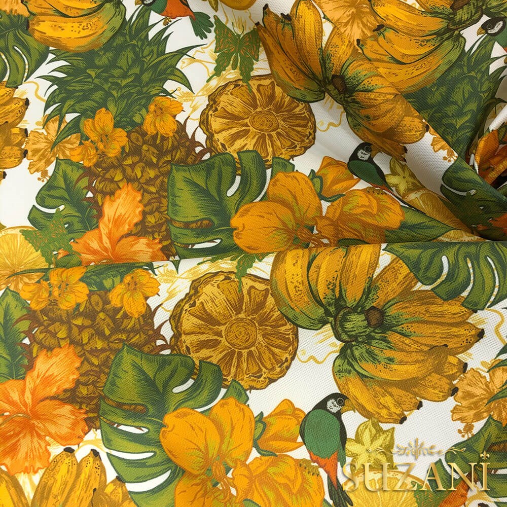 Tropikal Muz Desenli Dijital Baskılı Kumaş