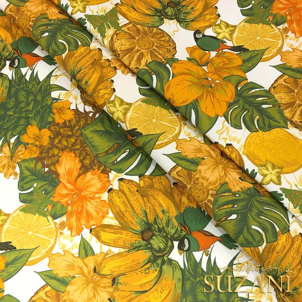 Tropikal Muz Desenli Dijital Baskılı Kumaş