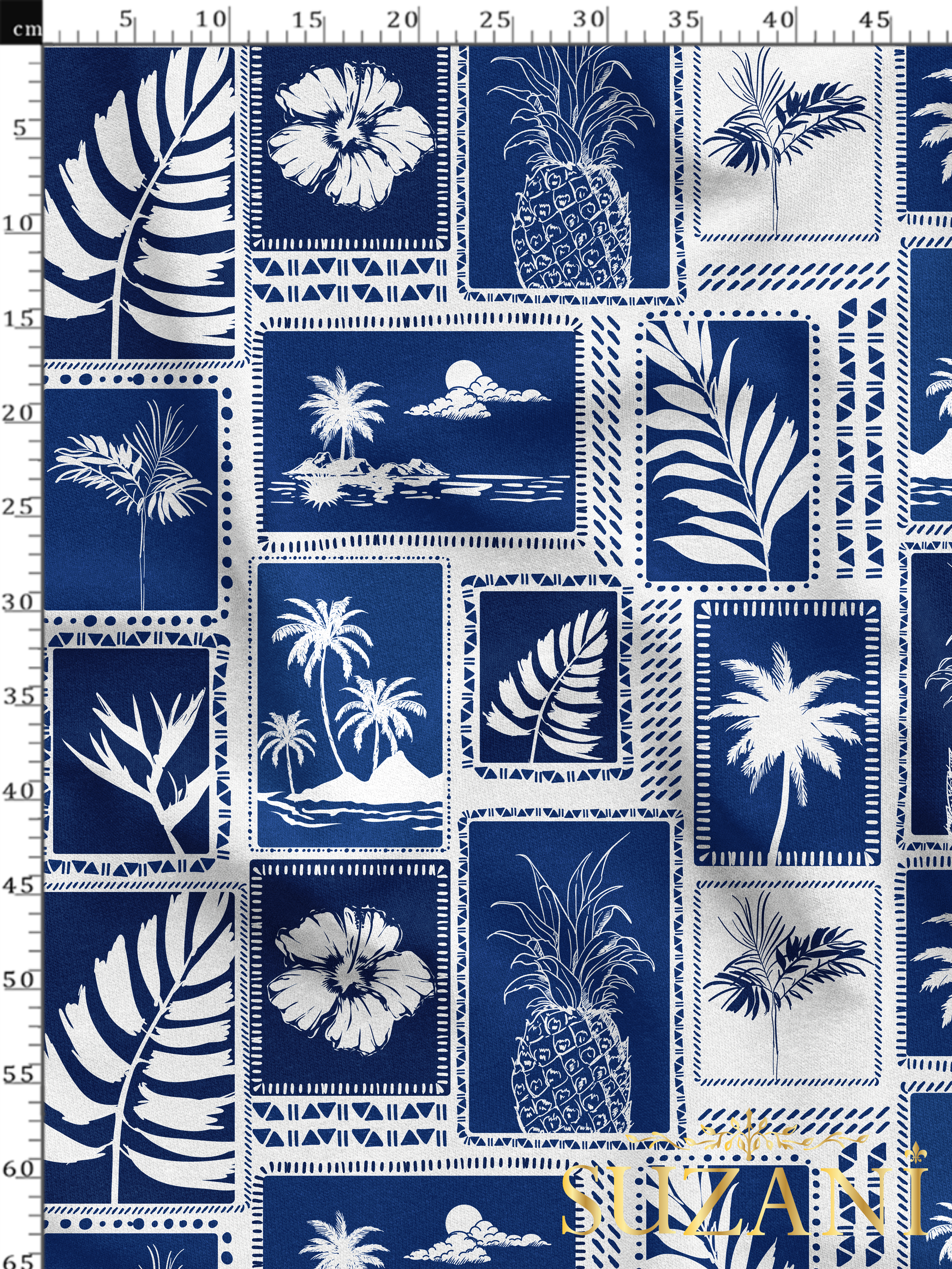 Tropikal Palmiye Ağaçları Desenli Dijital Baskılı Kumaş