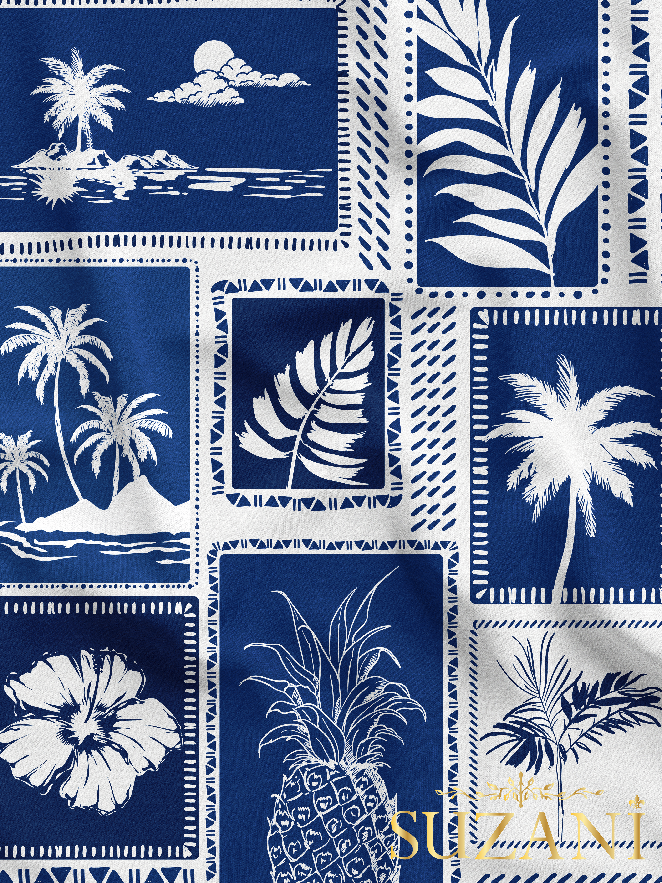 Tropikal Palmiye Ağaçları Desenli Dijital Baskılı Kumaş