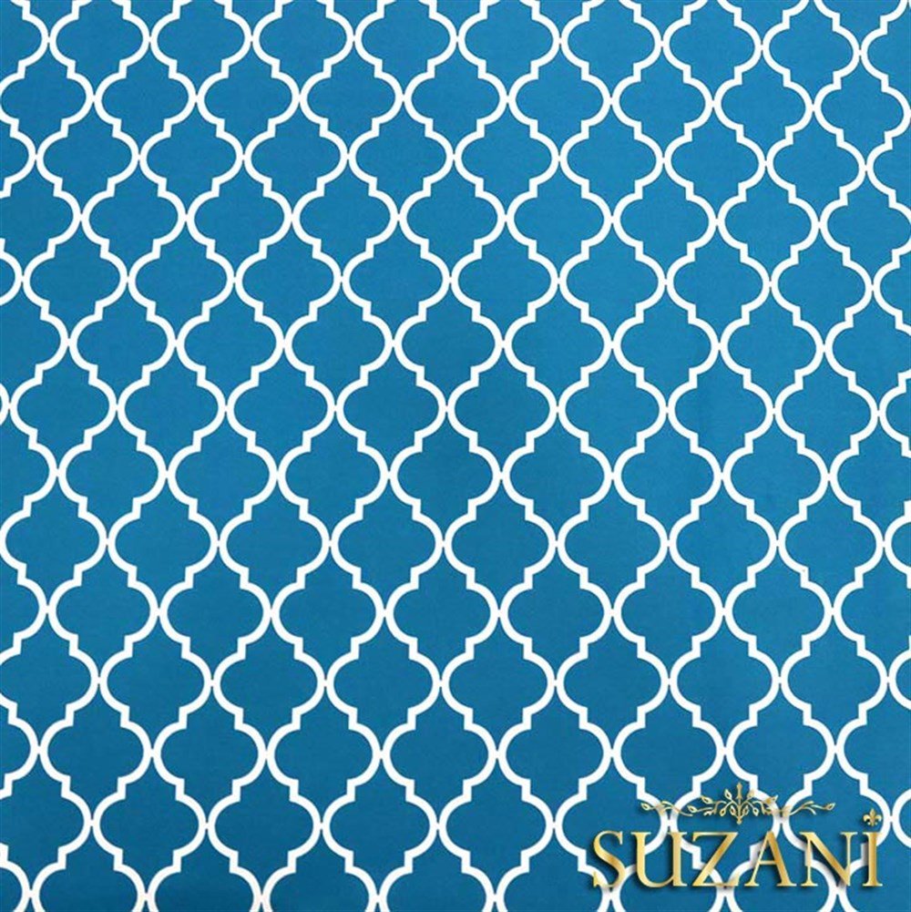 Turkuaz Moroccan Desenli Kumaş