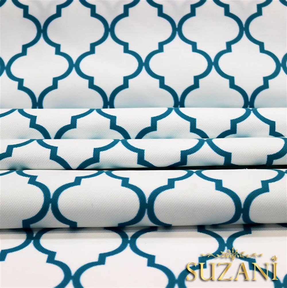 Turkuaz Moroccan Desenli Kumaş