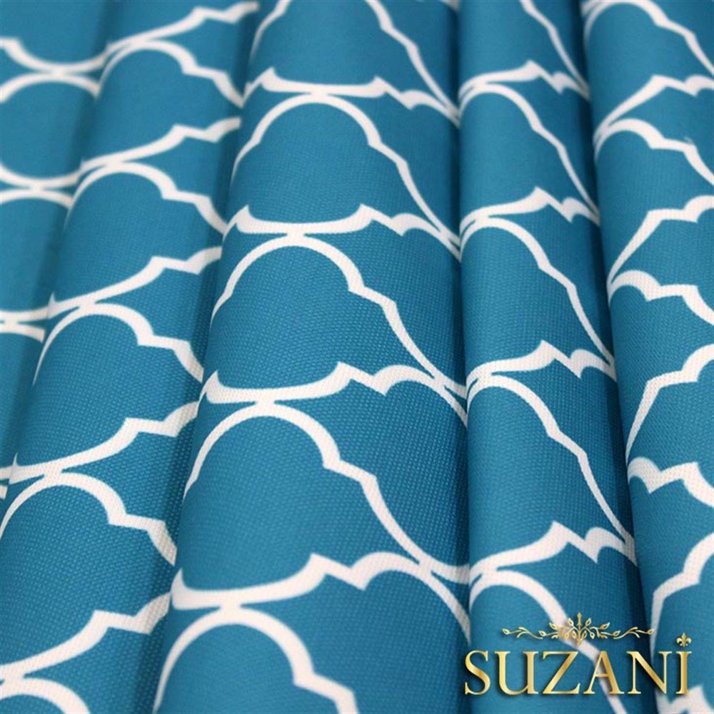 Turkuaz Moroccan Desenli Kumaş